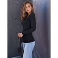 thumbnail image 6 of Womens Long Sleeve Shirts Square Neck Tops Ribbed Knit Basic Crop Tops Fall Outfits Fashion Clothes Black XL, 6 of 8