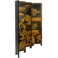 thumbnail image 3 of Oriental Furniture 6 ft. Tall Black Lacquer Room Divider - Ching Ming, 3 of 6
