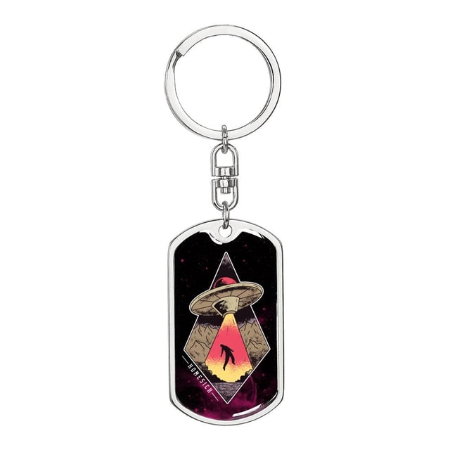 Homesick Alien Stainless Steel or 18k Gold Premium Swivel Dog Tag Keychain