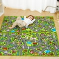 thumbnail image 6 of Joyfy 2 Pack Kids Car Rug for Playroom, Jumbo Car Play Mat for Toddlers,Durable Car Carpet for City Pretend Play, 6 of 8