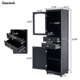 thumbnail image 6 of Tall Bathroom Storage Cabinet with Glass Doors, 2 Drawers & Adjustable Shelves, Freestanding MDF Organizer for Small Spaces, Black, 6 of 8