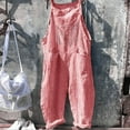 thumbnail image 3 of Lisingtool Womens Overalls Fashion Women Pocket Bandage Sleeveless Jumpsuit Stripe Bodysuit Playsuit Romper Jumpsuits for Women Dressy Red, 3 of 6