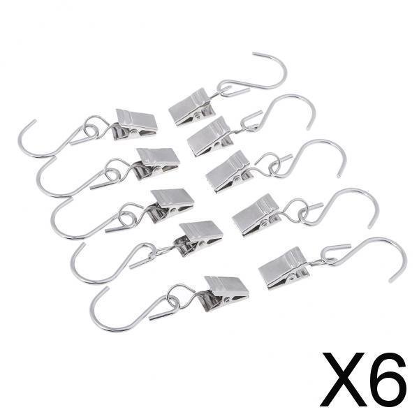 Clips de cortina resistentes Soledad con gancho en S 10 piezas