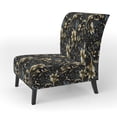 thumbnail image 3 of Designart "Serenading Luxury In Gold And Blue Damask" Gold Damask Upholstered Accent Chair - Bohemian & Eclectic Arm Chair For Bedroom, 3 of 5