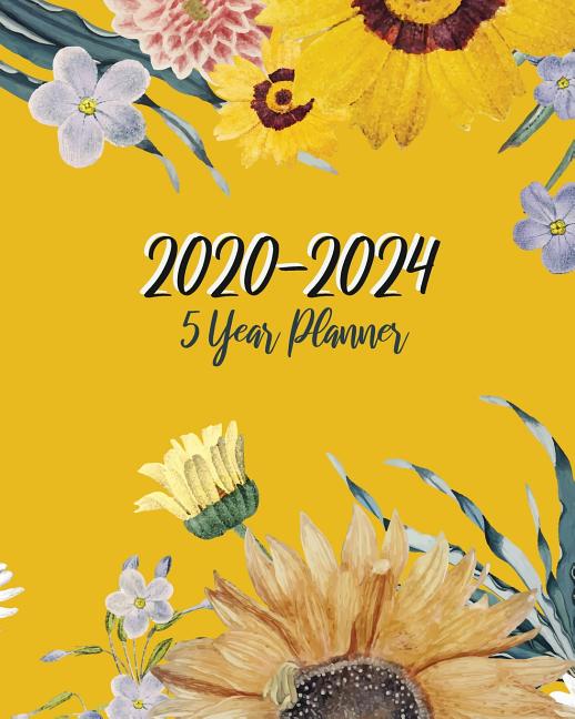 20202024 5 Year Planner Yellow SunFlower Cover, 60 Month Schedule
