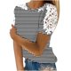 thumbnail image 5 of Camisas de Manga Corta para las Mujeres Impresión Cuello Redondo Suéter Encaje Camisa, Blusa de Verano Casual para las Mujeres, 5 of 7