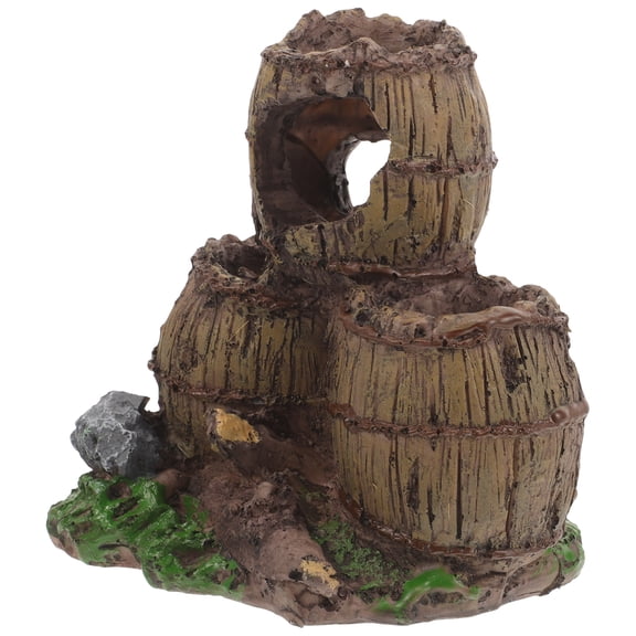 WHAMVOX Resin Aquarium Decor for Shrimp 1Set Brown Barrel Shape Fish Shrimp Habitat