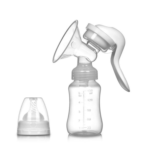 Extractor de leche manual, extractor de leche manual de silicona con succión ajustable, extractor de leche materna manual pequeño y portátil Bombas y accesorios de alimentación para bebés, blanco
