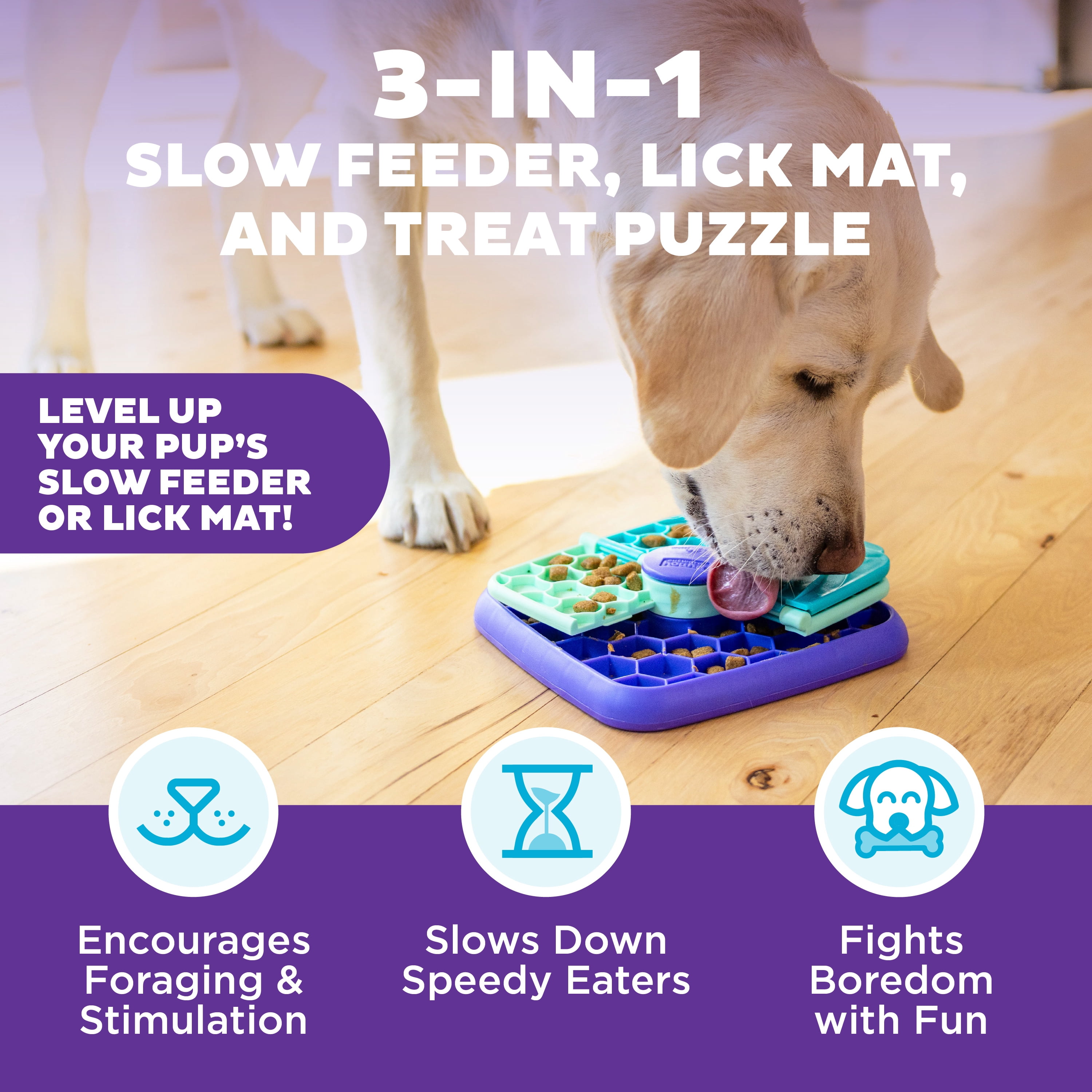 Outward Hound by Nina Ottosson Lick N’ Flip Level Dog Puzzle Toy, Lick Mat & Slow Feeder