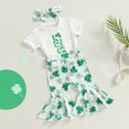 thumbnail image 2 of Atogsazn Toddler Baby Girls 3PCS Outfits St. Patrick's Day Shamrocks Print Short Sleeve T-Shirt Tops+Casual Flared Pants Headband Set for 2Y Baby White on Clearance, 2 of 7
