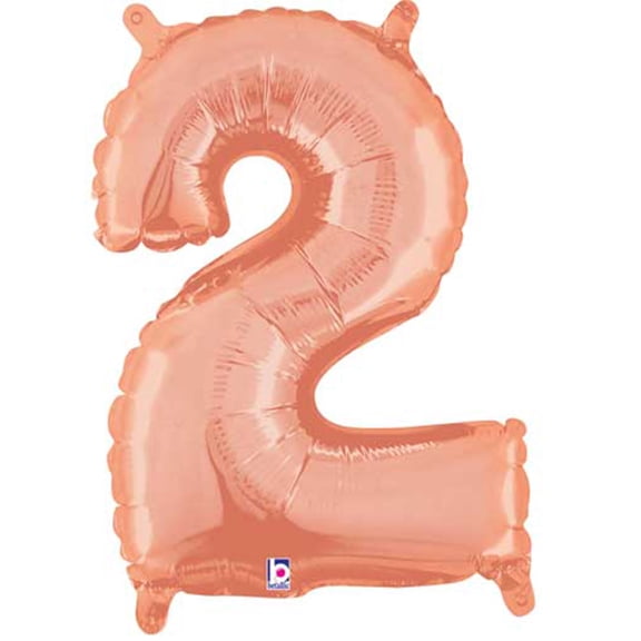 Rose Gold Mini Shape Air Filled Number 2 Foil Balloon 14"