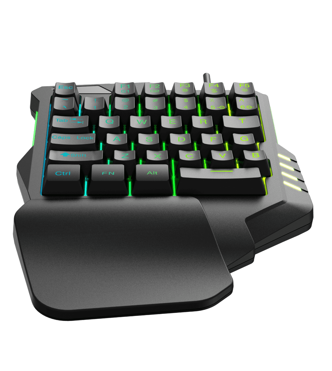 RadioShack One-Hand Gaming Keyboard, 35 Keys, RGB Backlit with 8 Colors, Macro Recording, Anti-Ghosting, USB-A Interface, 10 Million Key Lifespan, 1.6m Cable