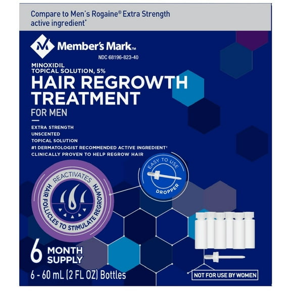 Member's Mark Minoxidil 5%, Hair Regrowth Treatment for Men, 2 fl. oz., 6 ct.