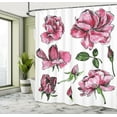 thumbnail image 5 of Ambesonne Pink Green Shower Curtain, Garden Flowers Rose Buds, 69"Wx75"L, Pale Pink Hot Pink, 5 of 5