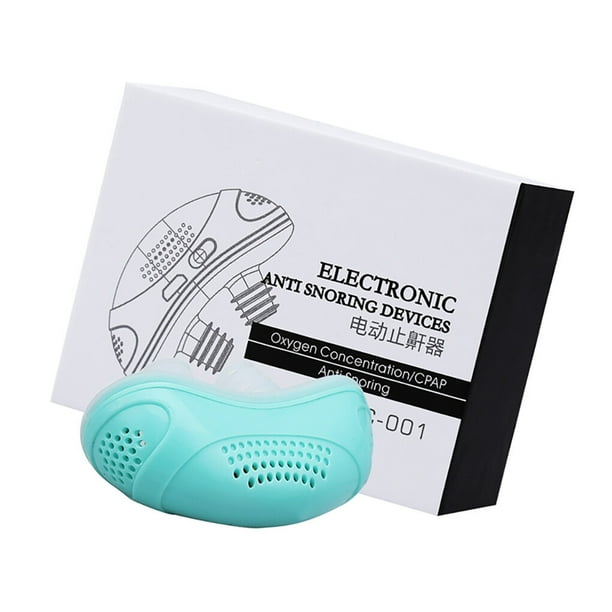 Dispositivo eléctrico antironquidos Minnieouse de bolsillo para dejar de roncar color azul verde y blanco