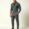 thumbnail image 5 of Zormilly Track Suits Mens Quarter Zip Pullover Elastic Waist Joggers Lounge Set with Pockets Casual Two Piece Outfits Sets, M-3XL, 5 of 5