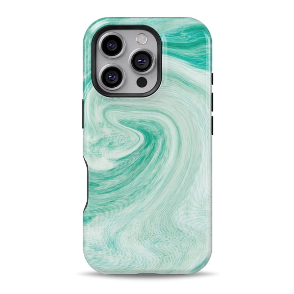 DesignSkinz Scratch-Resistant Hard Slim Case Compatible with iPhone 16 (Compatible with MagSafe) - Swirling Mint Acrylic Marble