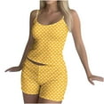 thumbnail image 7 of FRSASU Womens Pajamas Set Love Print Casual Sleepwear Soft Sets Tank Top and Shorts Loungewear Loose Home Wear Yellow XL(XL), 7 of 7