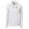 thumbnail image 2 of Women's Cutter & Buck White Cleveland Guardians Americana Logo Adapt Eco Knit Stretch Recycled Half-Zip Pullover Top, 2 of 3
