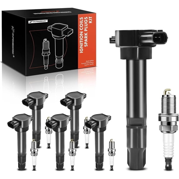 A-Premium Set of 6 Ignition Coil Pack and Iridium Spark Plugs Compatible with Mitsubishi Galant 2009, Endeavor 2010-2011, 3.8L, Replace# NGK7092, C1693