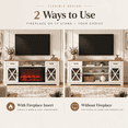 thumbnail image 3 of LEGAHOME 2-in-1 Multifunctional Fireplace TV Stand with 30" Removable Electric Fireplace for 70" TVs, 63" Farmhouse Electric Entertainment Center with 2 Drawers, White, 3 of 10