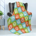 thumbnail image 4 of Yoga Soft Flannel Fleece Blanket, Mind and Body Theme Different Yoga Poses with Lotus Flower Motifs Colorful, Cozy Plush for Indoor and Outdoor Use, 50" x 70", Orange Green Sky Blue, by Ambesonne, 4 of 5
