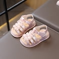 thumbnail image 5 of YunPes Toddler Girls Gladiator Sandals Hook and Loop Soft Sole Flats with Lace Flower Patch Summer Casual Lightweight Shoes for Kids, 5 of 9