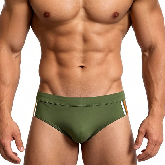 Guluxicc Men's Low Rise Swimming Trunks Briefs with Removable Pad Solid Swimwear Elastic Beach Shorts Boxers Underwear
