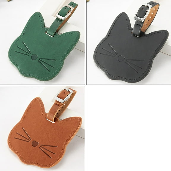LOLIPPYY 6-Pack Cute Cat Luggage Tags with PU Travel ID Labels for Suitcases, Backpacks, Kids, Girls, Women & Men