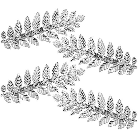 LOLIPPYY 4Pcs Leaf Shape Silver Iron Hair Barrettes for Women Ladies Hair Accessories for Casual Ponytails