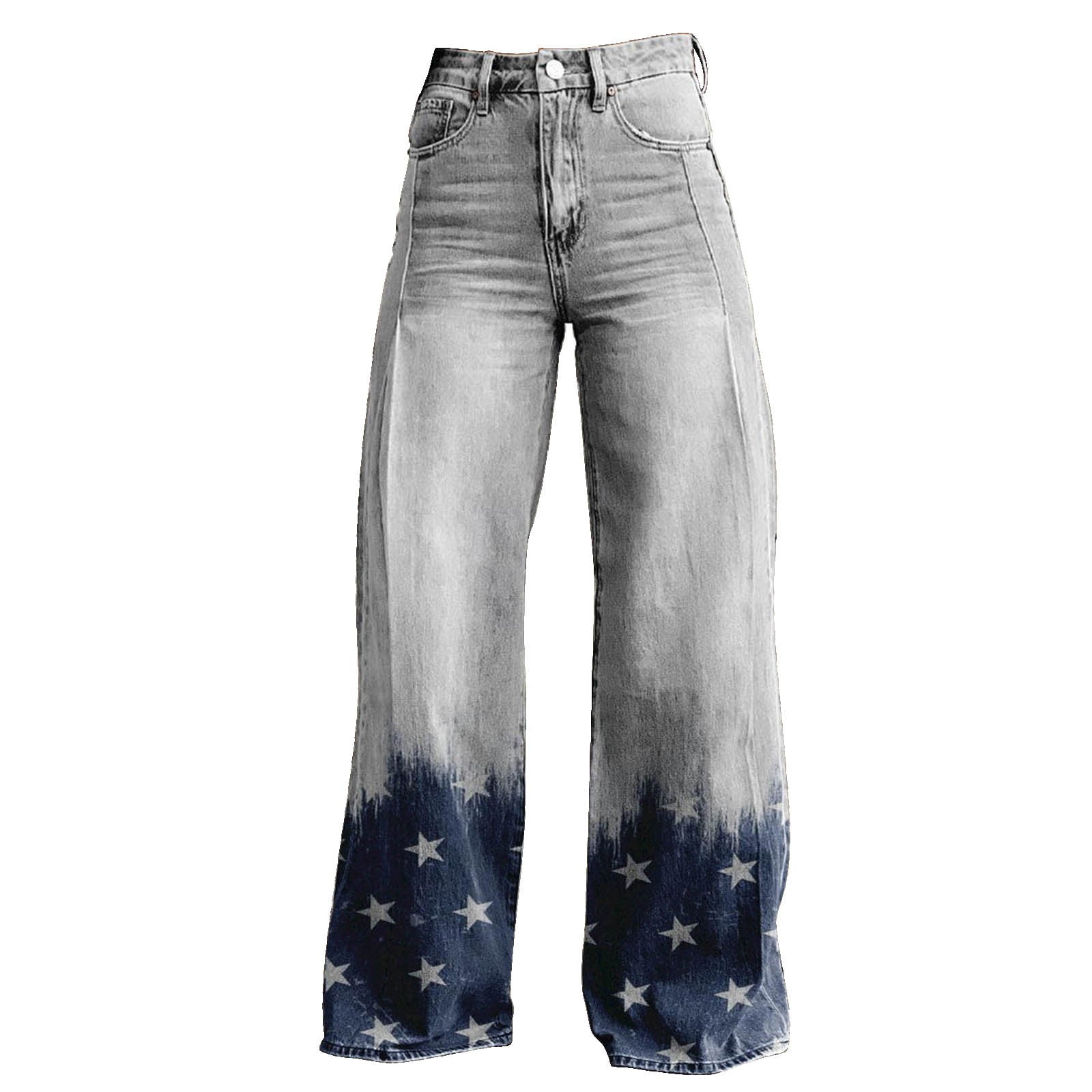 QIJUNTUO Vintage Flower Print Casual Wide Leg Pants Flare