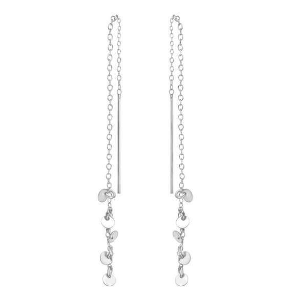 Simply Chic Sterling Silver Dangling Coined Discs Slide Through Earrings