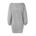 thumbnail image 7 of Women's Sweater Dress Knit Dress Long Sleeve Off Shoulder Solid Color Casual Winter Dress for Loungewear,Light Gray,L, 7 of 7