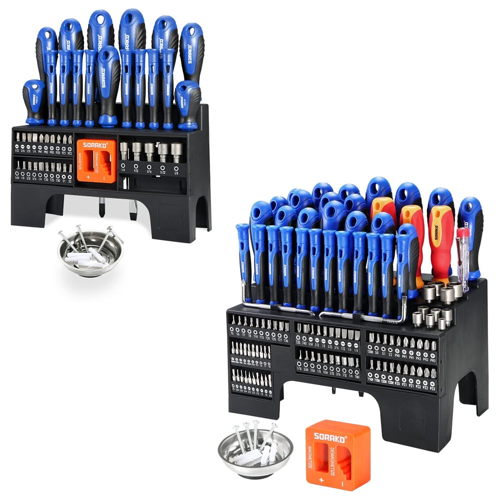 SORAKO 44Pcs Magnetic Screwdriver Set & Plastic Racking Hand Tools,Hex/Torx Bit 
