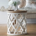 thumbnail image 2 of CC Home Furnishings 22" White and Brown Vintage Style Cylindrical Large Side Table, 2 of 3