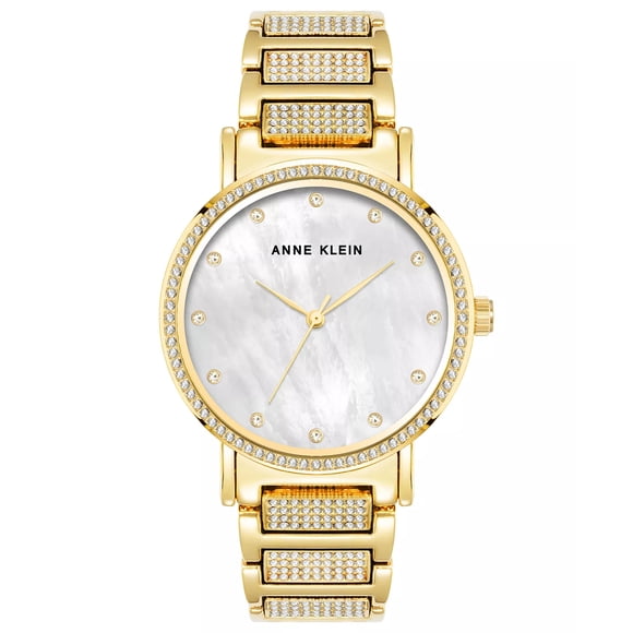 Anne Klein Crystal Bezel and Bracelet White Mother-of-Pearl Ladies Watch AK-4004MPGB