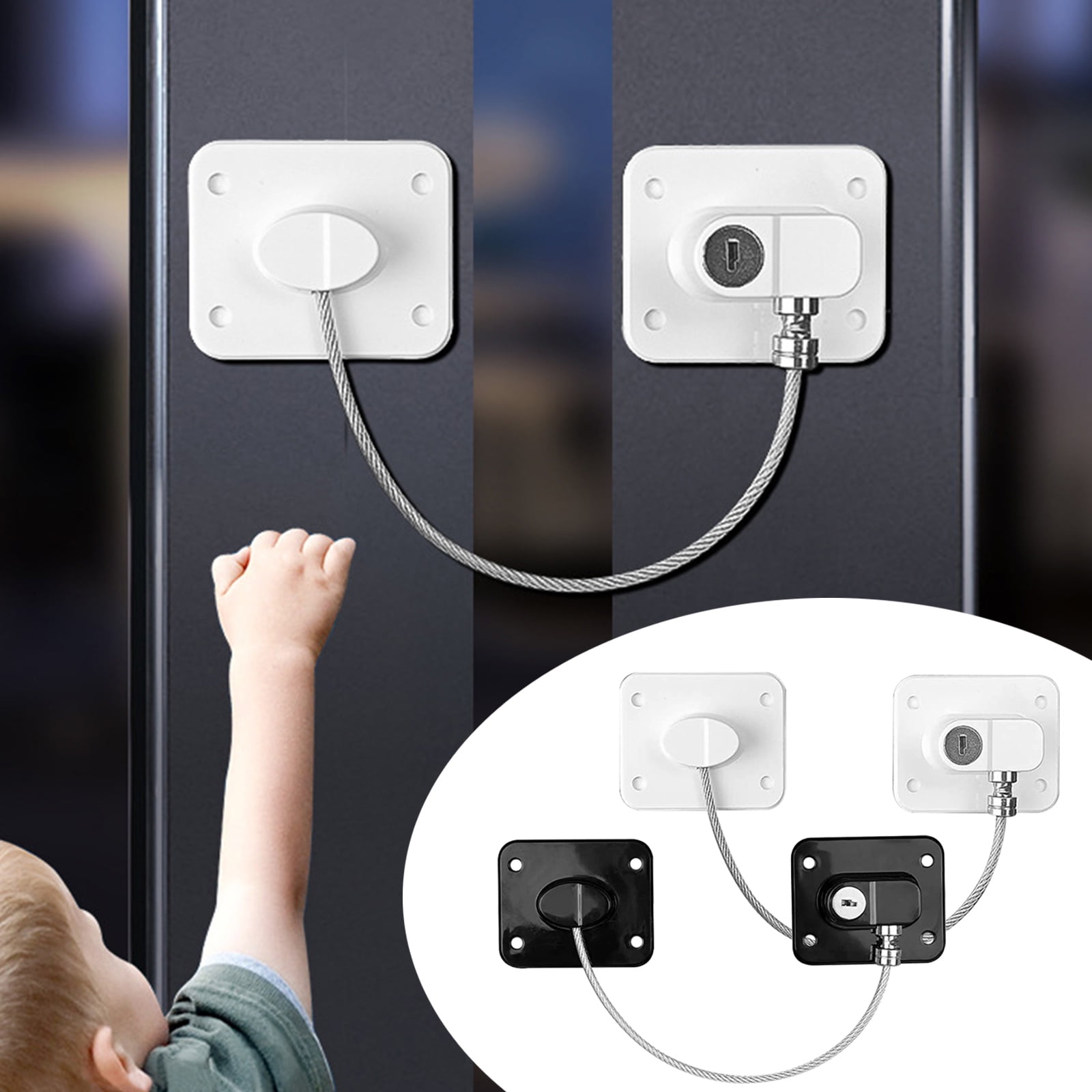 2pcs Fridge Lock Window Lock w/ Keys&Screws, SYWAN Deep Freezer Lock Child Safety Lock