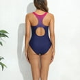 thumbnail image 4 of Alove Women One-piece Sporty Swimwear Colorblock Front Zipper Design Quick Dry Swimsuit Racerback Sewn-in Bra Bathing Suit, 4 of 7