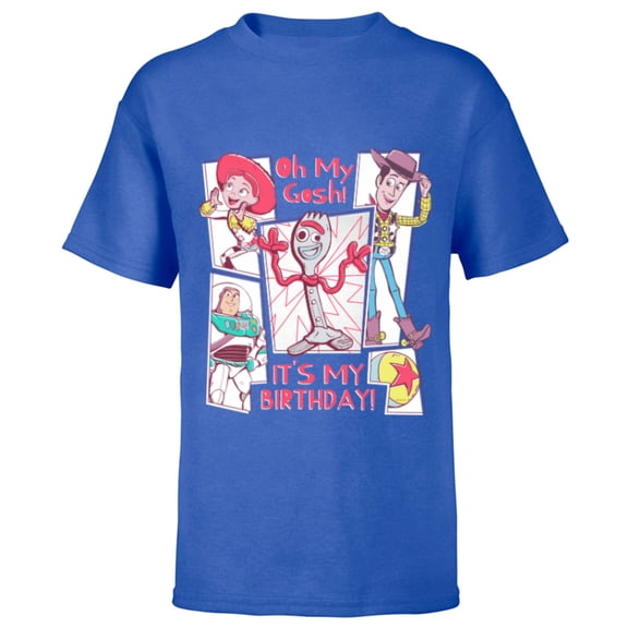Disney & Pixar’s Toy Story Forky Oh My Gosh It’s My Birthday - Short Sleeve T-Shirt for Kids - Customized-Royal