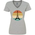thumbnail image 3 of Inktastic Paris Eiffel Tower Retro Sunset Women's V-Neck T-Shirt, 3 of 5