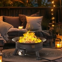 24" Portable Fire Pits for Outside 58000 BTU Gas Fire Bowl Large Propane Fire Pit W/ Cover & Lava Rocks