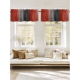 thumbnail image 3 of Red Grey Wood Grain Window Valance, Farm Wooden 2 Pack Decorative Curtain for Small Windows, Light Filtering Valance with 3” Rod Pocket, 42"W x 18"L, 3 of 9