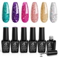 thumbnail image 1 of Esmalte de uñas con purpurina con forma de escarabajo, 6 unidades, rosa, plata y platino, 1 of 5