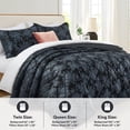 thumbnail image 5 of Moonlight20015 3-Piece Velvet Quilt Set King, Floral Diamond Lightweight Bedspread, Soft Reversible Bedding Set with Shams, Black, 5 of 8