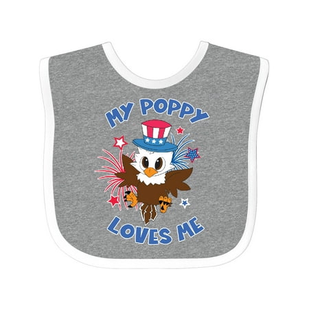 

Inktastic 4th of July My Poppy Loves Me Cute Patriotic Baby Eagle Boys or Girls Baby Bib