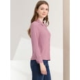 thumbnail image 4 of Blusas Allegra K Con Botones Y Cuello En Punta de Manga Larga Puntos suizos Office Para Mujer Rosado morado S, 4 of 6