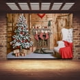 thumbnail image 3 of Happy date Christmas Fireplace Backdrop No Wrinkles Fabric Interior Vintage Xmas Tree Fireplace Photography Background Portrait Photobooth Party Banner Decorations Photo Studio Props, 3 of 8