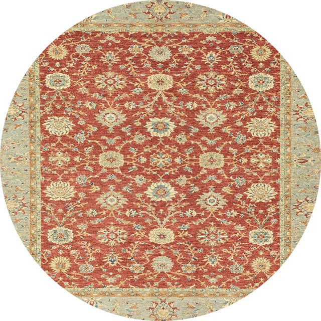 Ahgly Company Tapis d'Intérieur Rond Abstrait Orange Oriental, 8 Pieds Rond