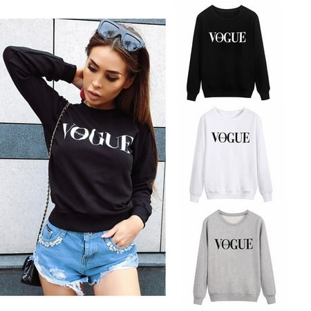 Printed Crewneck Sweatshirt - Delicate Vogue Printed Crewneck Sweatshirt Long Sleeve Loose Tops