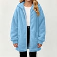 thumbnail image 5 of Girls Fleece Jacekts with Hood Casual Lightweight Warm Long Sleeve Zip Up Kids Winter Coat Blue 12-13Years, 5 of 9